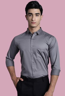 Super Weston Men Solid Formal Grey Shirt
