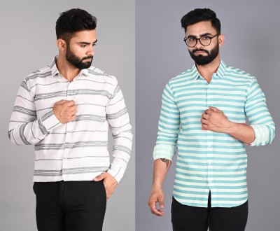 FUBAR Men Striped Casual Multicolor Shirt(Pack of 2)