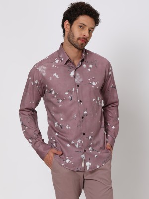 MUFTI Men Printed Casual Pink, White Shirt