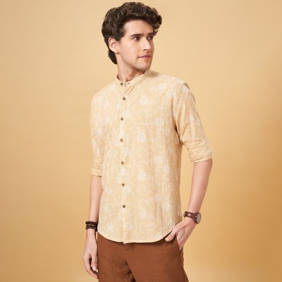 Indus Route by Pantaloons Men Printed Casual Brown Shirt