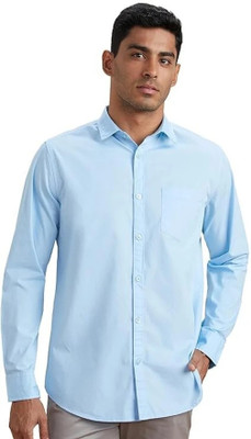 Style Grove Men Solid Casual Light Blue Shirt