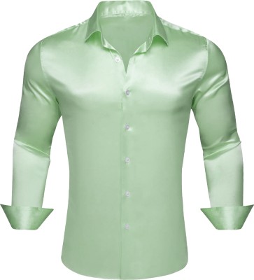 SOLSTICE Men Solid Party Light Green Shirt