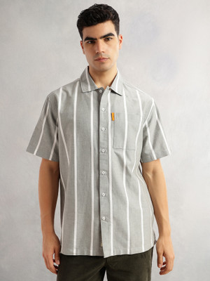 THOMAS SCOTT Men Striped Casual Green Shirt