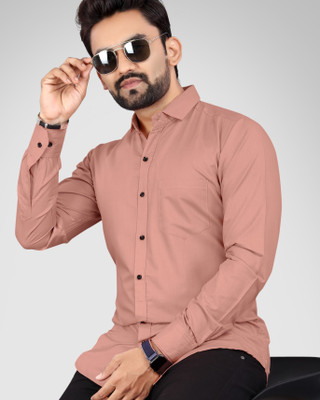 NIVICK Men Solid Formal Orange Shirt