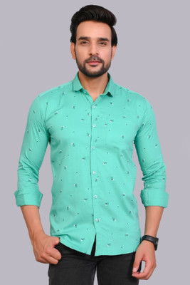 BLAZSTAR Men Printed Casual Light Blue Shirt