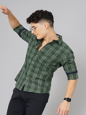 EIGHTEEN UP Men Printed Casual Dark Green Shirt