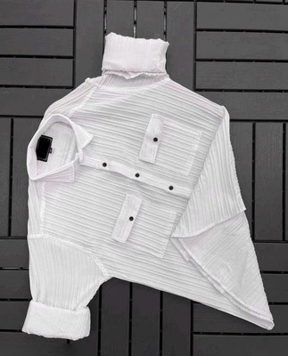 Lyphy Enterprise Men Self Design Casual White Shirt