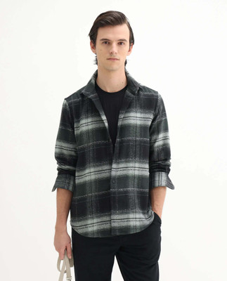 RARE RABBIT Men Checkered Casual Black Shirt