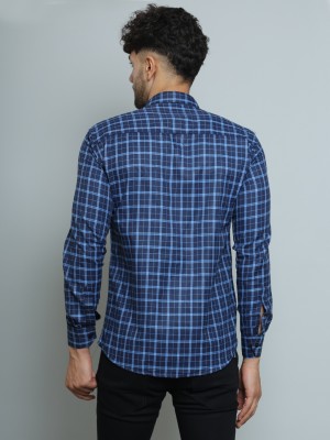 Liza Martin Men Checkered Casual Blue Shirt