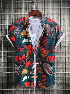 Iqivli Men Geometric Print Casual Multicolor Shirt