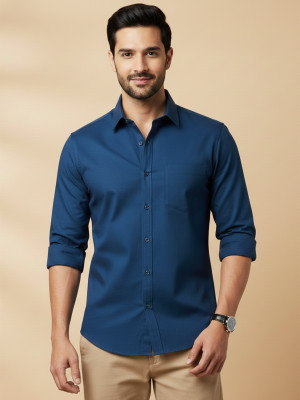 METRONAUT Men Solid Casual Blue Shirt