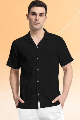 A Dearise Trend Men Self Design Casual Black Shirt