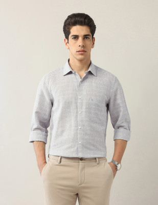 ARROW Men Checkered Formal Purple Shirt