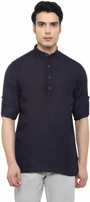 Life Roads Men Solid Casual Dark Blue Shirt