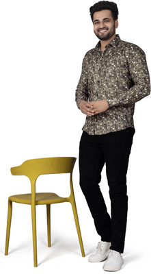 Style Horizon Men Self Design Casual Brown Shirt