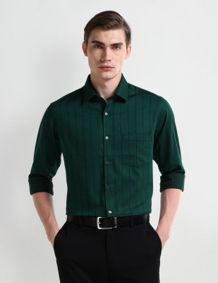 ARROW Men Striped Formal Green Shirt