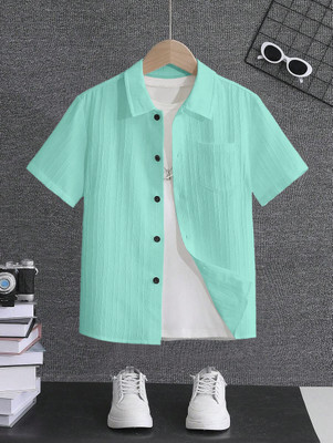 Solersun Boys Self Design Casual Light Green Shirt