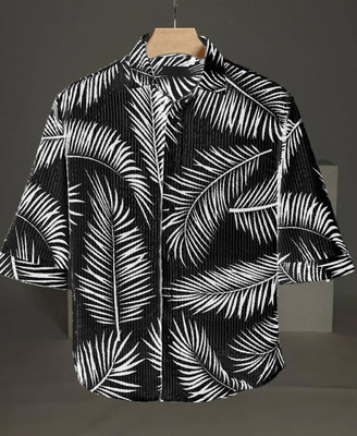 COMBRAIDED Men Self Design Casual Black Shirt