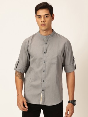 THOMAS SCOTT Men Self Design Casual Grey Shirt
