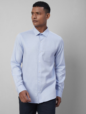 TURTLE Men Self Design Formal Light Blue Shirt