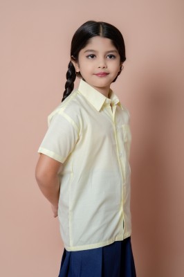 barkatdesigningplanet Girls Solid Casual Cream Shirt