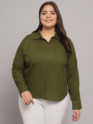 FUNDAY FASHION Women Solid Casual Dark Green Shirt