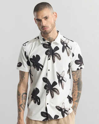 TIGERSNAKE Men Printed Casual Black, White Shirt