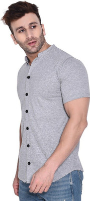 GEUM Men Solid Formal Grey Shirt