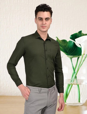 ALVIN ENTERPRISE Men Solid Casual Green Shirt