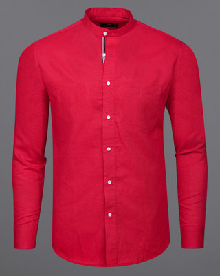 french crown Men Solid Casual Red Shirt