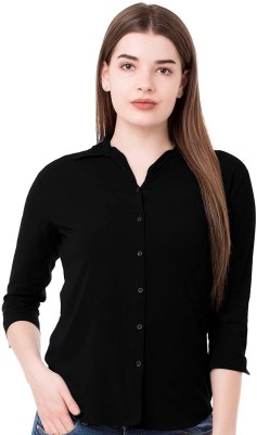 zogra Women Solid Casual Black Shirt