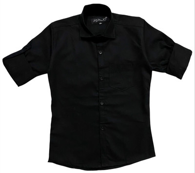 PEPILIO Boys Solid Party Black Shirt