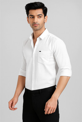 swee Men Self Design, Solid Casual White Shirt
