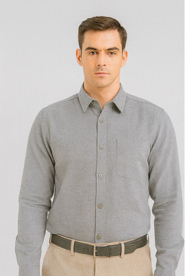 JAI GURUDEV Men Solid Formal Grey Shirt