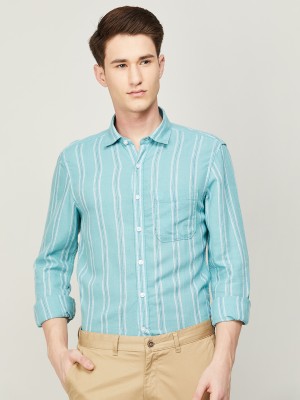 CODE by Lifestyle Men Striped Casual Green Shirt