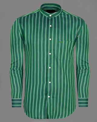 french crown Men Striped Casual Green Shirt