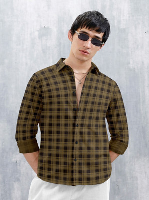 VD Looks Men Checkered Casual Brown, Black Shirt