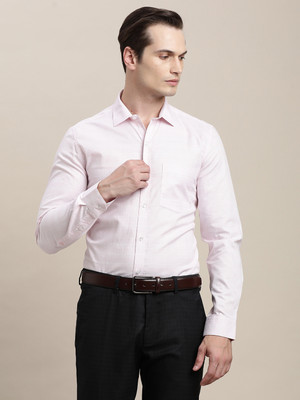 TURTLE Men Checkered Formal Pink Shirt
