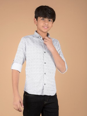 CRIMSOUNE CLUB Boys Checkered Casual White, Silver Shirt