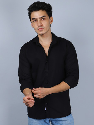 NARGHEISH NICE Men Solid Casual Black Shirt