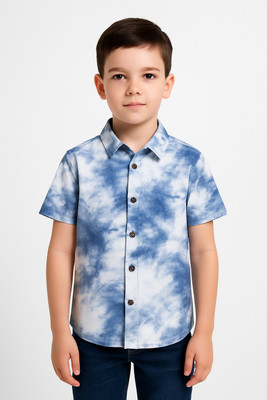 Torsenjro Boys Floral Print Festive Dark Blue Shirt