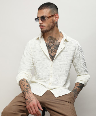 CAMPUS SUTRA Men Self Design Casual White Shirt