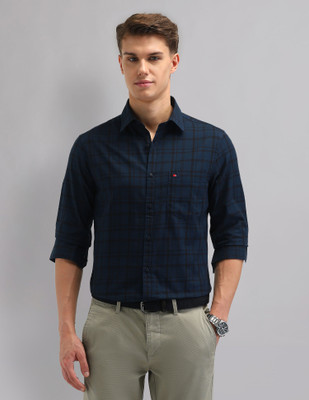 AD by Arvind Men Checkered Casual Blue Shirt