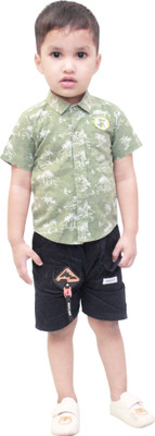 RBCLOTHINGS Boys Printed Casual Green Shirt