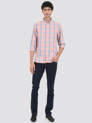 London Fog Men Checkered Casual Pink Shirt