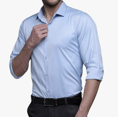 UtkarshNiche Men Solid Casual Light Blue Shirt