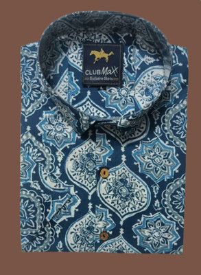 Common Men Men Printed Casual Blue Shirt
