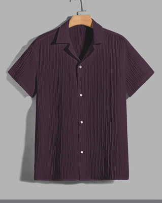 FOXTER Men Self Design Casual Maroon Shirt