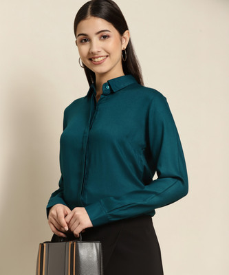 Hancock Women Solid Formal Dark Blue Shirt