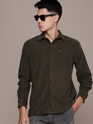 WROGN Men Solid Casual Brown Shirt